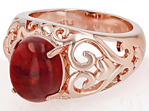 Pre-Owned Timna Jewelry Collection™ 11.5x9.5mm Red Coral Copper Solitaire Ring - Size 8