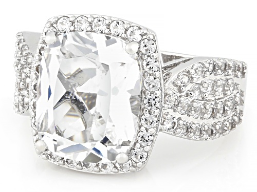 Pre-Owned 9.27ctw Lab Created White Sapphire Rhodium Over Brass Ring - Size 10