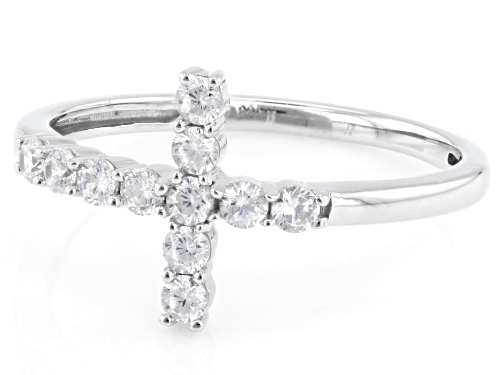 Pre-Owned Bella Luce® 0.50ctw White Diamond Simulant Rhodium Over Sterling Silver Cross Ring - Size 6