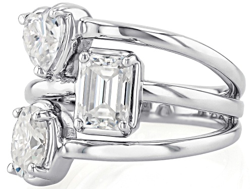 Pre-Owned MOISSANITE FIRE® 2.71CTW DEW EMERALD CUT, HEART SHAPE AND OVAL PLATINEVE® RING - Size 6