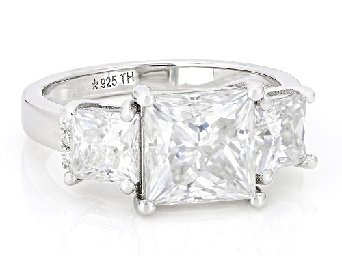Pre-Owned MOISSANITE FIRE® 4.46CTW DEW SQUARE PRINCESS AND ROUND PLATINEVE® RING - Size 8