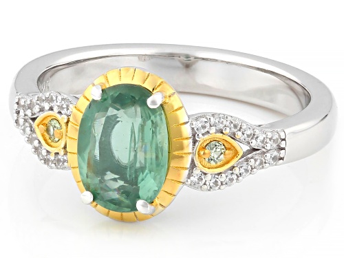 Pre-Owned 1.35ct Mint Kyanite with 0.22ctw Sapphire and Zircon Rhodium & 18K Yellow Gold Over Silver - Size 10