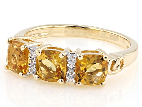 Pre-Owned 1.50ctw Citrine With 0.07ctw White Zircon 18K Yellow Gold Over Sterling Silver Ring - Size 7