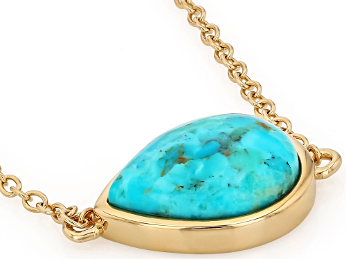 Pre-Owned 16x12mm Turquoise 18K Yellow Gold Over Sterling Silver Necklace - Size 18