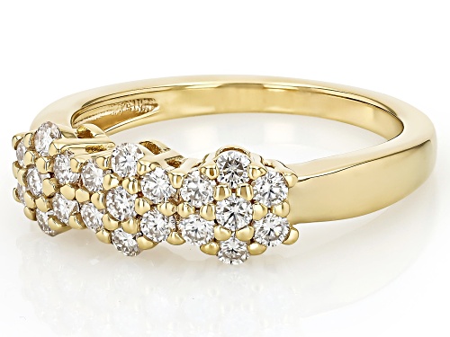 Pre-Owned MOISSANITE FIRE® .63CTW DEW ROUND BRILLIANT 14K YELLOW GOLD OVER STERLING SILVER CLUSTER B - Size 8