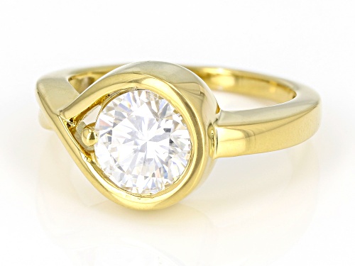 Pre-Owned MOISSANITE FIRE® 1.90CT DEW ROUND BRILLIANT 14K YELLOW GOLD OVER SILVER RING - Size 10