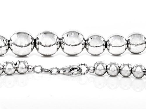 Pre-Owned Rhodium Over Sterling Silver Graduated Bead 17
