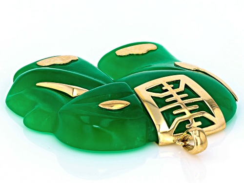 Pre-Owned 35mm Freeform Elephant Jadeite 10k Yellow Gold Pendant