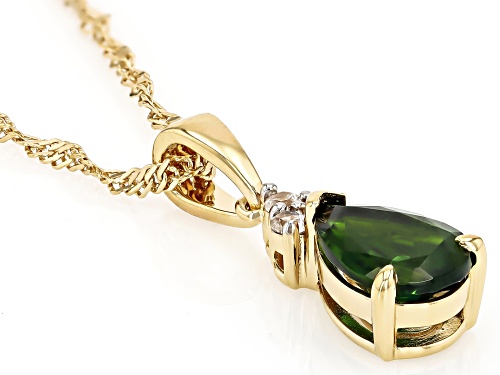 Pre-Owned 1.62ct Chrome Diopside With 0.08ctw White Zircon 18k Yellow Gold Over Sterling Silver Pend