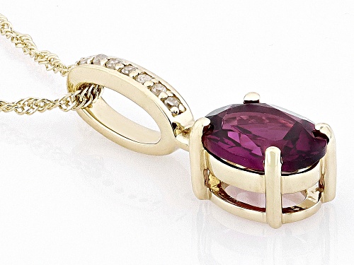 Pre-Owned 1.19ct Grape Garnet And 0.03ctw White Diamond 10k Yellow Gold Pendant With Chain