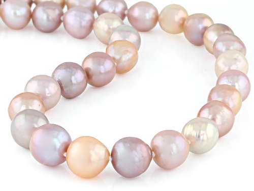 Pre-Owned Genusis™ 9.5-12mm Multi-Color Cultured Freshwater Pearl Rhodium Over Sterling Silver 20 In - Size 20