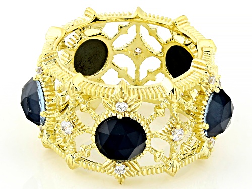 Pre-Owned Judith Ripka Lab Blue Quartz Hematine Doublet with 0.51ctw Bella Luce® 14k Gold Clad Starl - Size 10