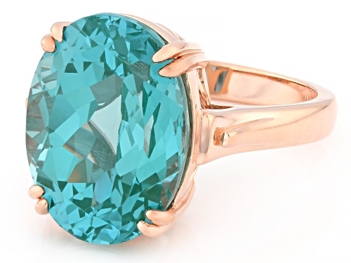 Pre-Owned 10.15ct Oval Lab Created Green Spinel 18k Rose Gold Over Sterling Silver Solitaire Ring - Size 9