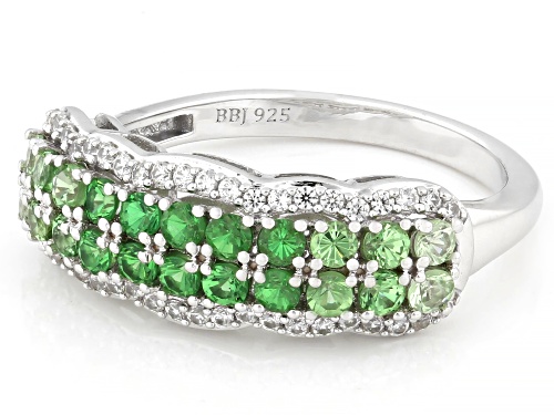 Pre-Owned 0.75ctw Tsavorite with 0.29ctw White Zircon Rhodium Over Sterling Silver Ring - Size 8
