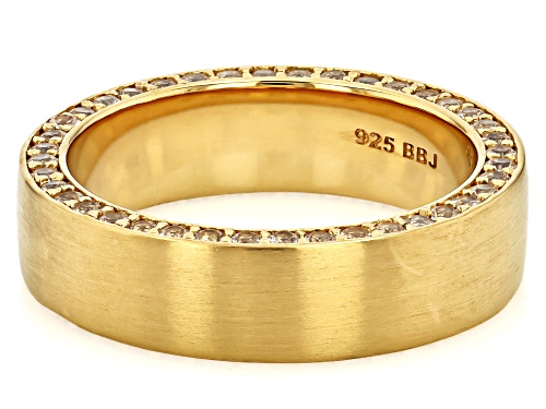 Pre-Owned 1.36ctw Lab Created White Sapphire 18k Yellow Gold Over Sterling Silver Matte Finish Weddi - Size 13