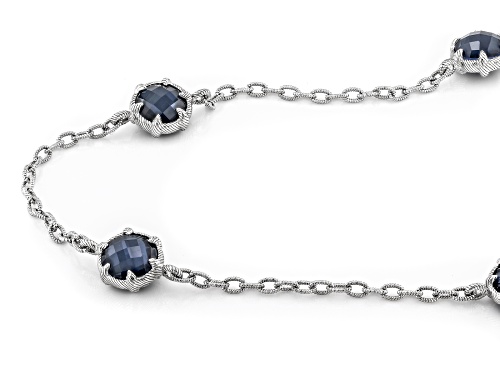 Pre-Owned Judith Ripka Lab Blue Quartz Hematine Triplet With Bella Luce® Rhodium Over Silver Eclipse - Size 18