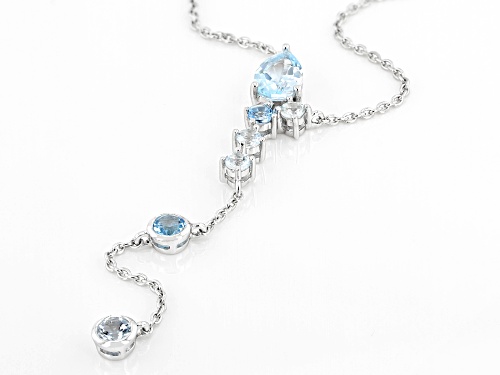 Pre-Owned 2.55ctw Glacier Topaz™ & Swiss Blue Topaz with Aquamarine Rhodium Over Sterling Silver Nec - Size 18