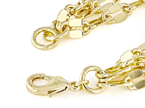 Pre-Owned Moda Al Massimo® 18k Yellow Gold Over Bronze 5.5mm Multi-Row Mirror Link Bracelet. Made in - Size 8
