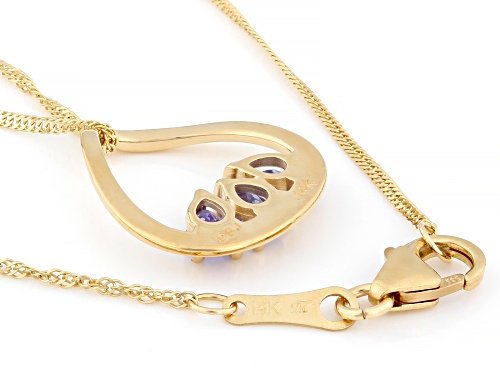 Pre-Owned 0.33ctw Tanzanite 14K Yellow Gold 3-Stone Pendant With Chain