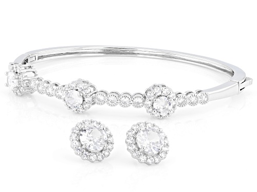 Pre-Owned Bella Luce® 10.00ctw White Diamond Simulant Rhodium Over Brass Bracelet and Stud Earring S