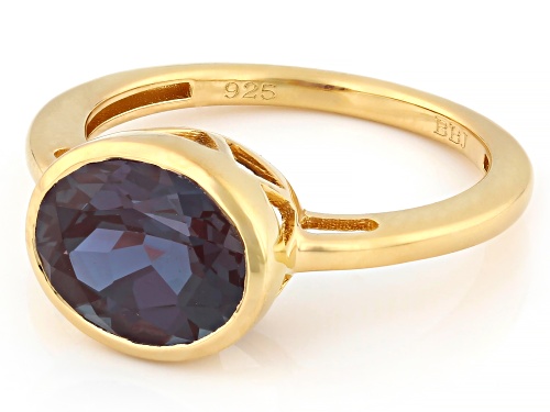 Pre-Owned 2.70ct Lab Created Alexandrite 18K Yellow Gold Over Sterling Ring - Size 8