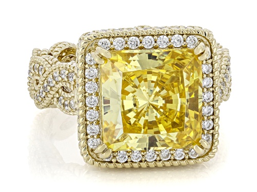 Pre-Owned Judith Ripka 9.51ct Canary & 1.95ctw White Bella Luce® 14k Gold Clad Haute Ring - Size 7