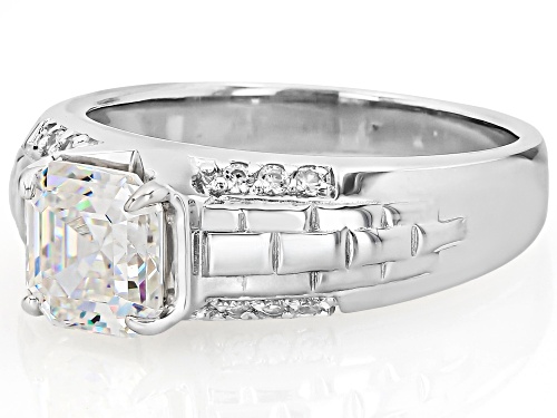 Pre-Owned 2.42ct Asscher Cut Strontium Titanate With 1.02ctw White Zircon Rhodium Over Silver Rolex - Size 10