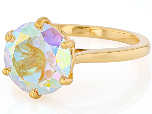 Pre-Owned 4.95ctw Mercury Mist Topaz 18K Yellow Gold Over Sterling Silver Solitaire Ring - Size 9