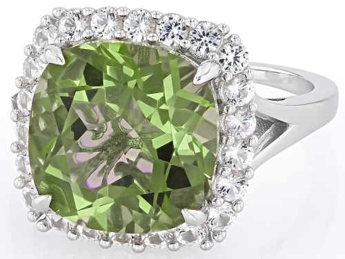 Pre-Owned 6.56ct Color Change Zandrite(R) with 0.94ctw Lab Sapphire Rhodium Over Sterling Silver Rin - Size 8