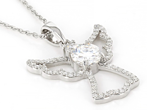 Pre-Owned MOISSANITE FIRE® 1.51CTW DEW ROUND PLATINEVE® ANGEL PENDANT AND CABLE CHAIN