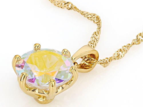 Pre-Owned 4.95ctw Mercury Mist Topaz 18K Yellow Gold Over Sterling Silver Solitaire Pendant With Cha
