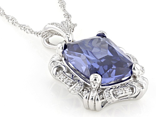 Pre-Owned Bella Luce® Esotica™ 14.22ctw Tanzanite And White Diamond Simulants Rhodium Over Silver Pe
