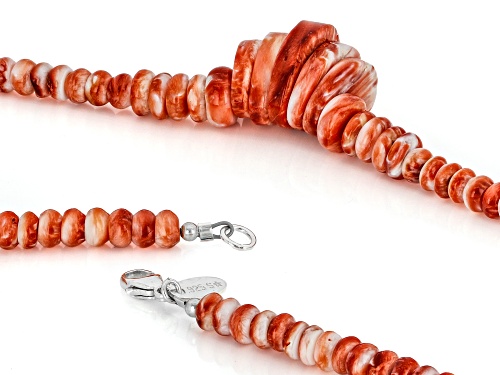 Pre-Owned Southwest Style by JTV™ Spiny Oyster Shell Sterling Silver Graduated Necklace - Size 17
