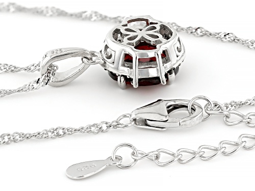 Pre-Owned 3.54ctw Vermelho Garnet™ with 0.08ctw Champagne Diamond Rhodium Over Silver Pendant with C