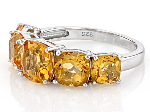 Pre-Owned 4.12ctw Square Cushion Citrine Rhodium Over Sterling Silver Ring - Size 8