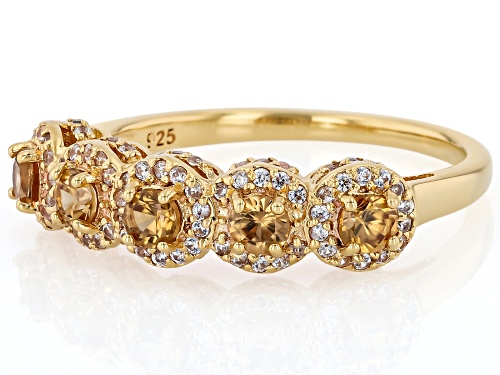 Pre-Owned 0.72ctw Imperial Zircon With 0.62ctw White Zircon 18k Yellow Gold Over Sterling Silver Rin - Size 9