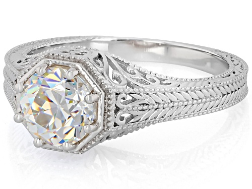 Pre-Owned 1.87ct Old European Cut Strontium Titanate Rhodium Over Sterling Silver Ring - Size 10