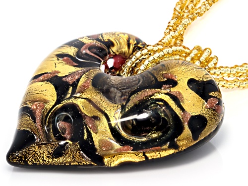 Pre-Owned Il Murano di Francesca Murano Glass Multi-Strand 18k Yellow Gold Over Sterling Silver Hear - Size 18