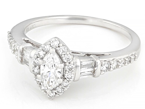 Pre-Owned Prazana® Lab-Grown Diamonds 0.70ctw Diamond Rhodium Over Sterling Silver Halo Ring F-G VS - Size 9