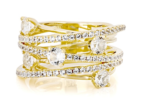 Pre-Owned 2.11ctw Lab Created White Sapphire 18k Yellow Gold Over Brass Ring - Size 8