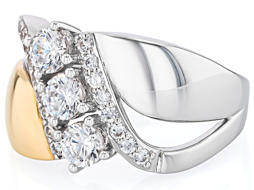 Pre-Owned Bella Luce® 1.48Ctw White Diamond Simulant Rhodium Over Silver & Eterno™ Yellow Ring - Size 8