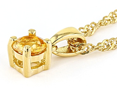 Pre-Owned 0.20ct Round Citrine 18k Yellow Gold Over Sterling Silver Children's Pendant with Chain