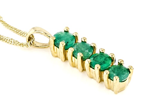 Pre-Owned 0.80ctw Emerald 14K Yellow Gold 4-Stone Pendant with Chain