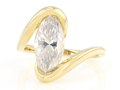 Pre-Owned MOISSANITE FIRE® 3.00CT DEW MARQUISE 14K YELLOW GOLD OVER SILVER RING - Size 8