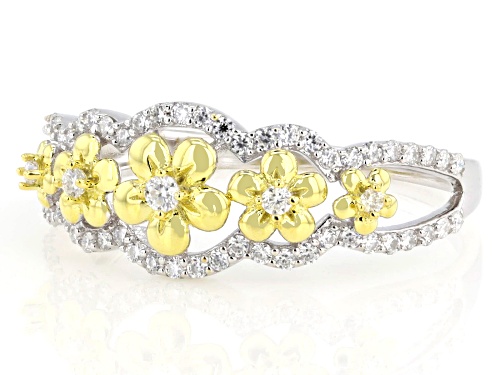Pre-Owned MOISSANITE FIRE® 0.64CTW DEW ROUND PLATINEVE® AND 14K YELLOW GOLD OVER SILVER RING - Size 5