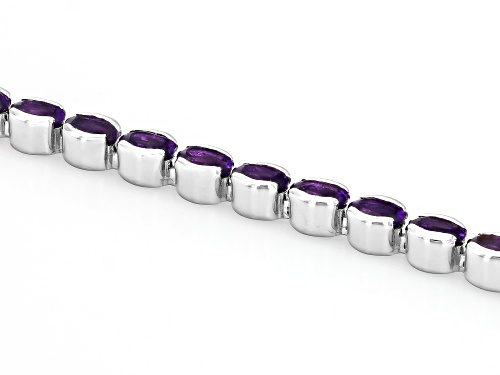 Pre-Owned 8.38ctw Oval African Amethyst Rhodium Over Sterling Silver Tennis Bracelet - Size 7.25