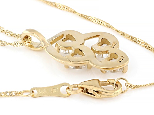 Pre-Owned 1.13ctw White Zircon 14K Yellow Gold 4-Stone Pendant With Chain