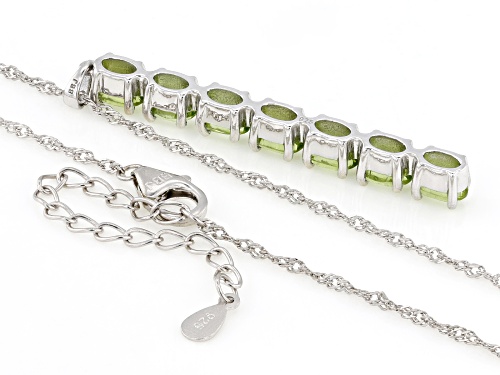 Pre-Owned 2.67ctw Manchurian Peridot™ Rhodium Over Sterling Silver 7-Stone Pendant with Chain