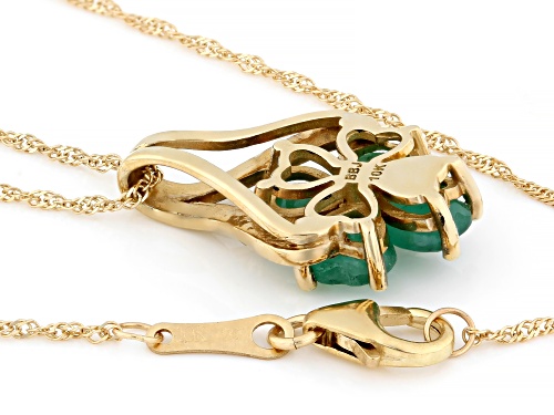 Pre-Owned 1.27ctw Emerald 10K Yellow Gold 4-Stone Pendant With Chain