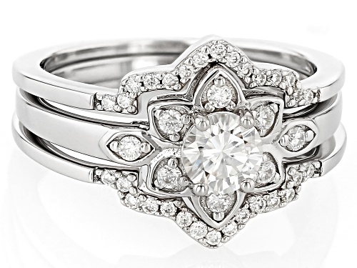 Pre-Owned MOISSANITE FIRE® .96CTW DEW ROUND BRILLIANT PLATINEVE® RING WITH TWO BANDS - Size 8